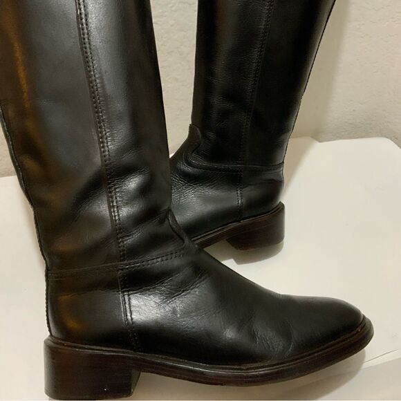 Tory Burch Lowell 2 Logo Brown  Leather Knee High Riding Boot 7 M Excellent - Picture 12 of 15